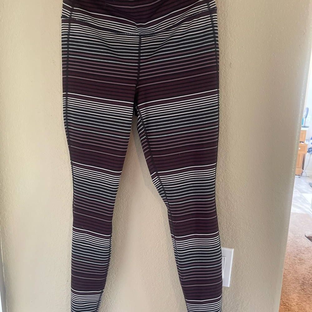 Striped Leggings - black, purple and gray